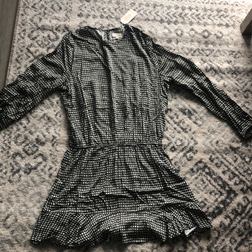 New! MudPie Long-Sleeved checkered dress; Size L